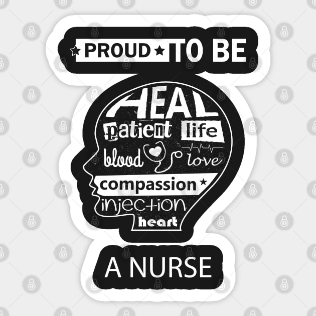 Nurse Gift, Proud to be a Nurse Sticker by Mint Cloud Art Studio